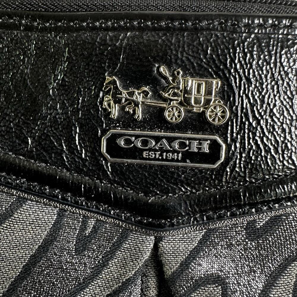 Coach crossbody bag Canvas zebra Black Silver Gray patent trim leather - Picture 2 of 13